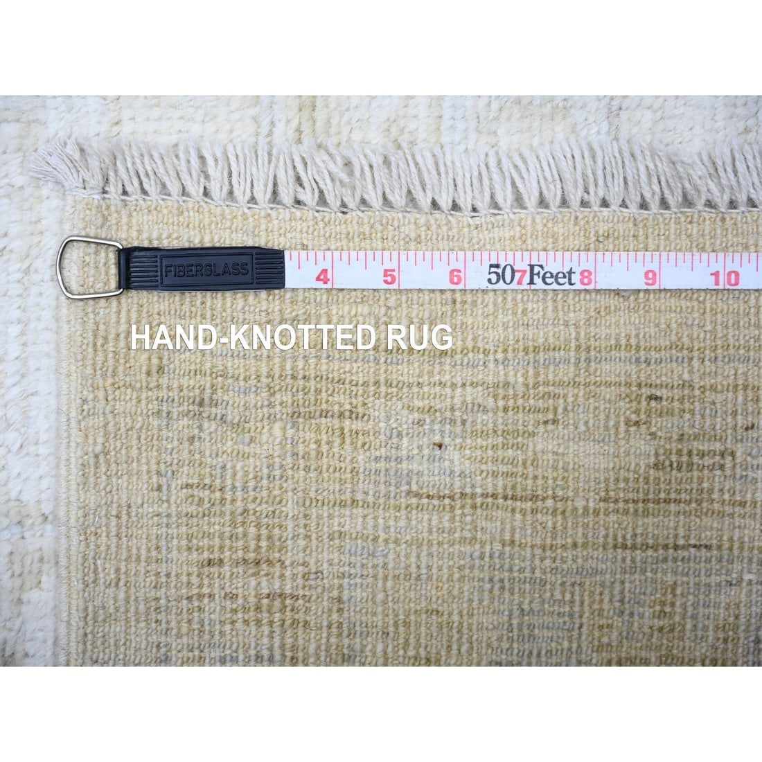Smoky White Wool Hand Knotted Afghan Angora Oushak Oversized Rug - 11