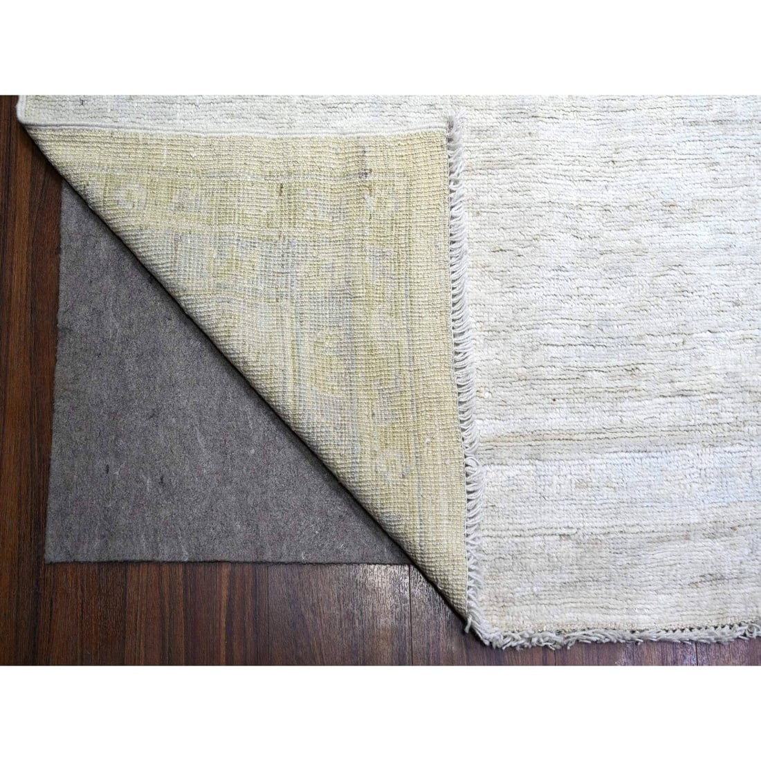 Smoky White Wool Hand Knotted Afghan Angora Oushak Oversized Rug - 4