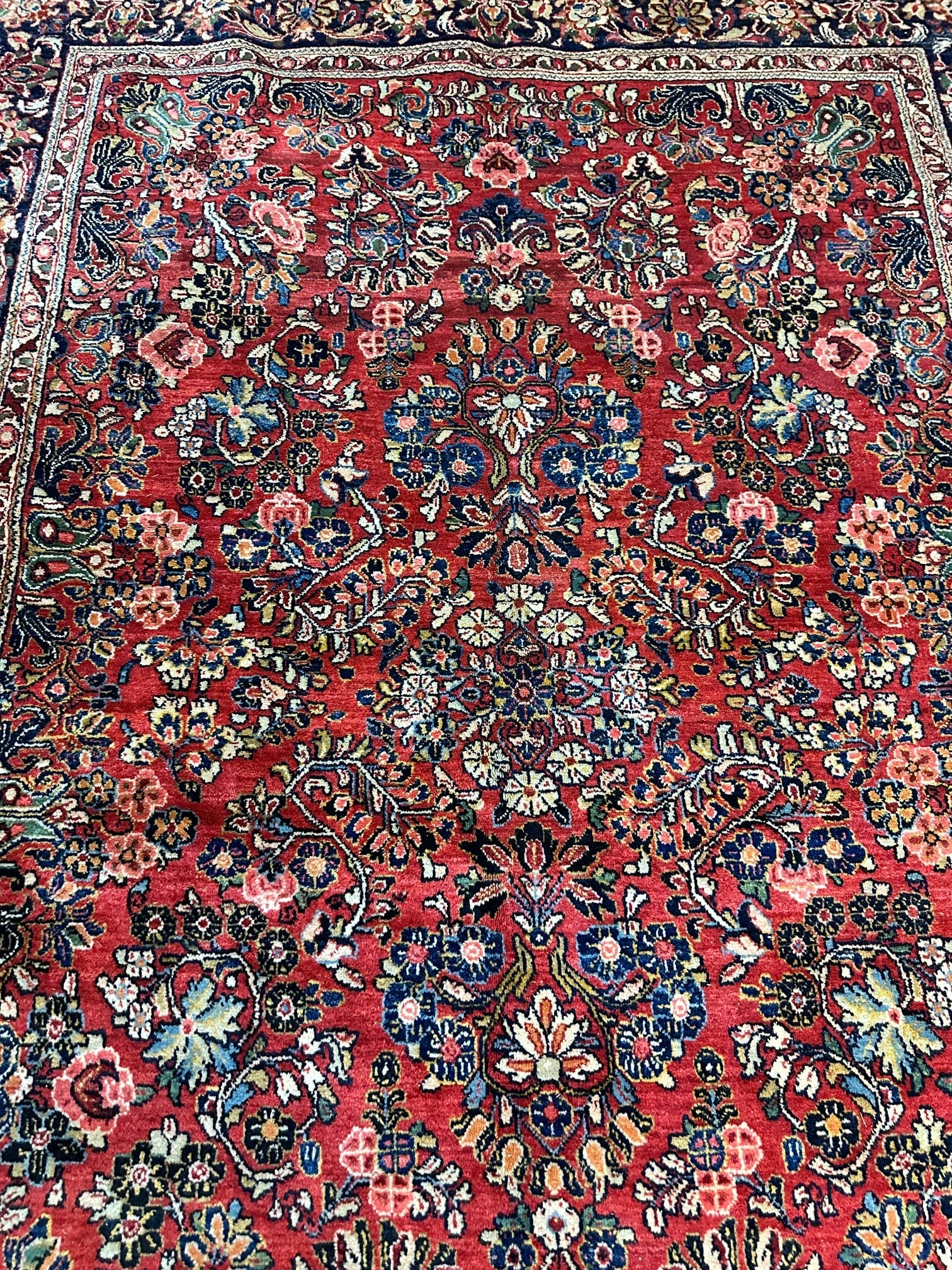 Hand Knotted Pewrsian Sarouk Rug 6x8.7 FT - 3