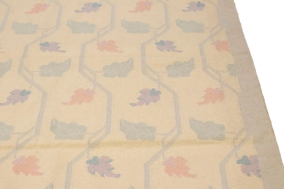 Beige Floral Dhurrie 6X9 Indian Oriental Rug - 8