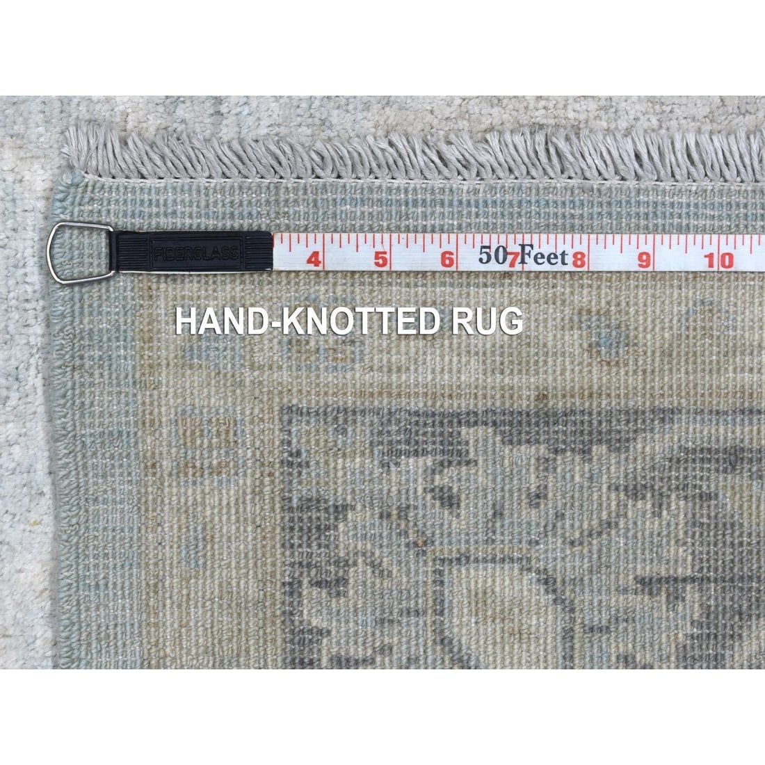 Hand Knotted Gray Stone Wash Peshawar Extra Soft Wool Oriental Rug - 7