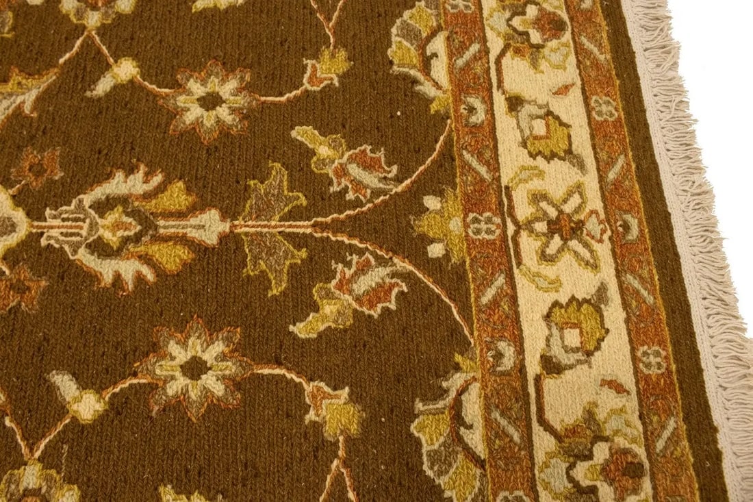 Dark Brown Floral 4X6 Sumak Oriental Rug - 10