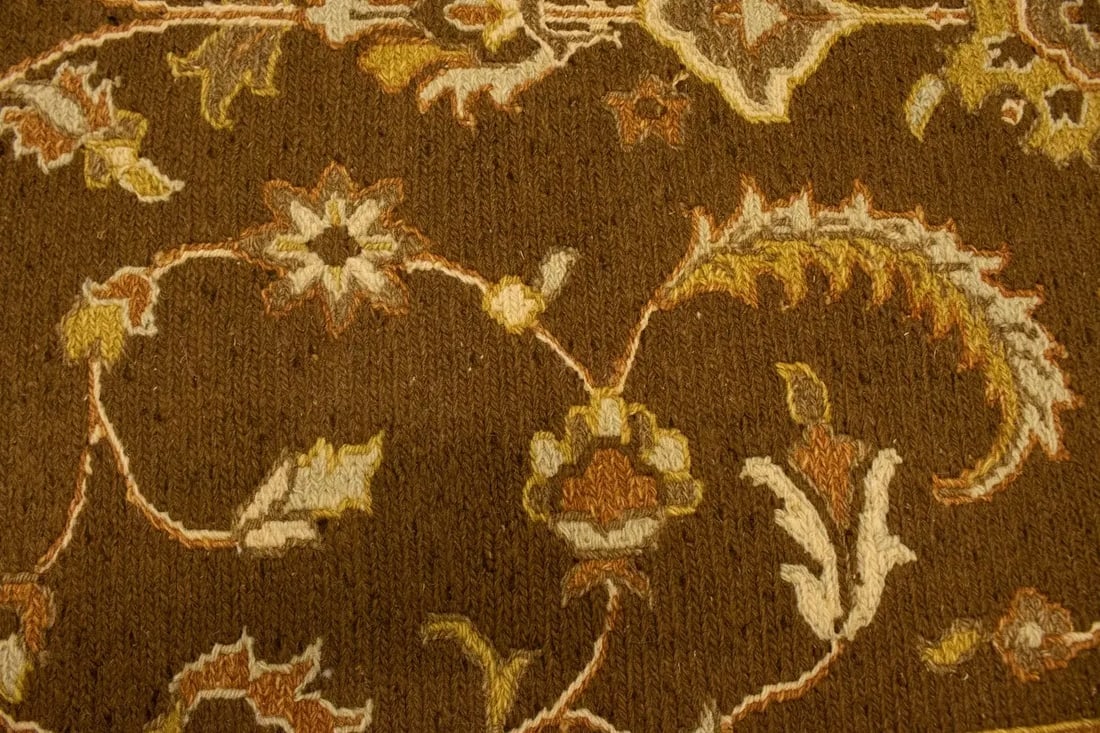 Dark Brown Floral 4X6 Sumak Oriental Rug - 12