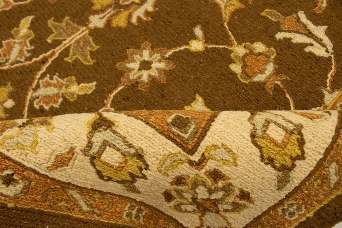Dark Brown Floral 4X6 Sumak Oriental Rug - 13