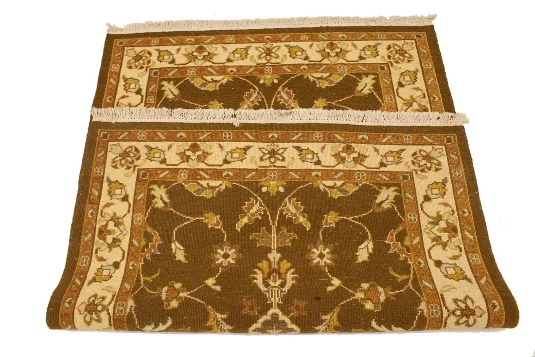 Dark Brown Floral 4X6 Sumak Oriental Rug - 15