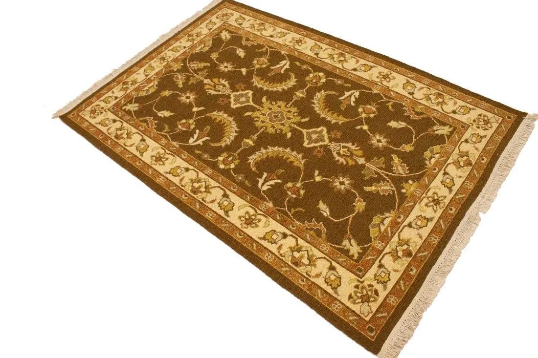 Dark Brown Floral 4X6 Sumak Oriental Rug - 5