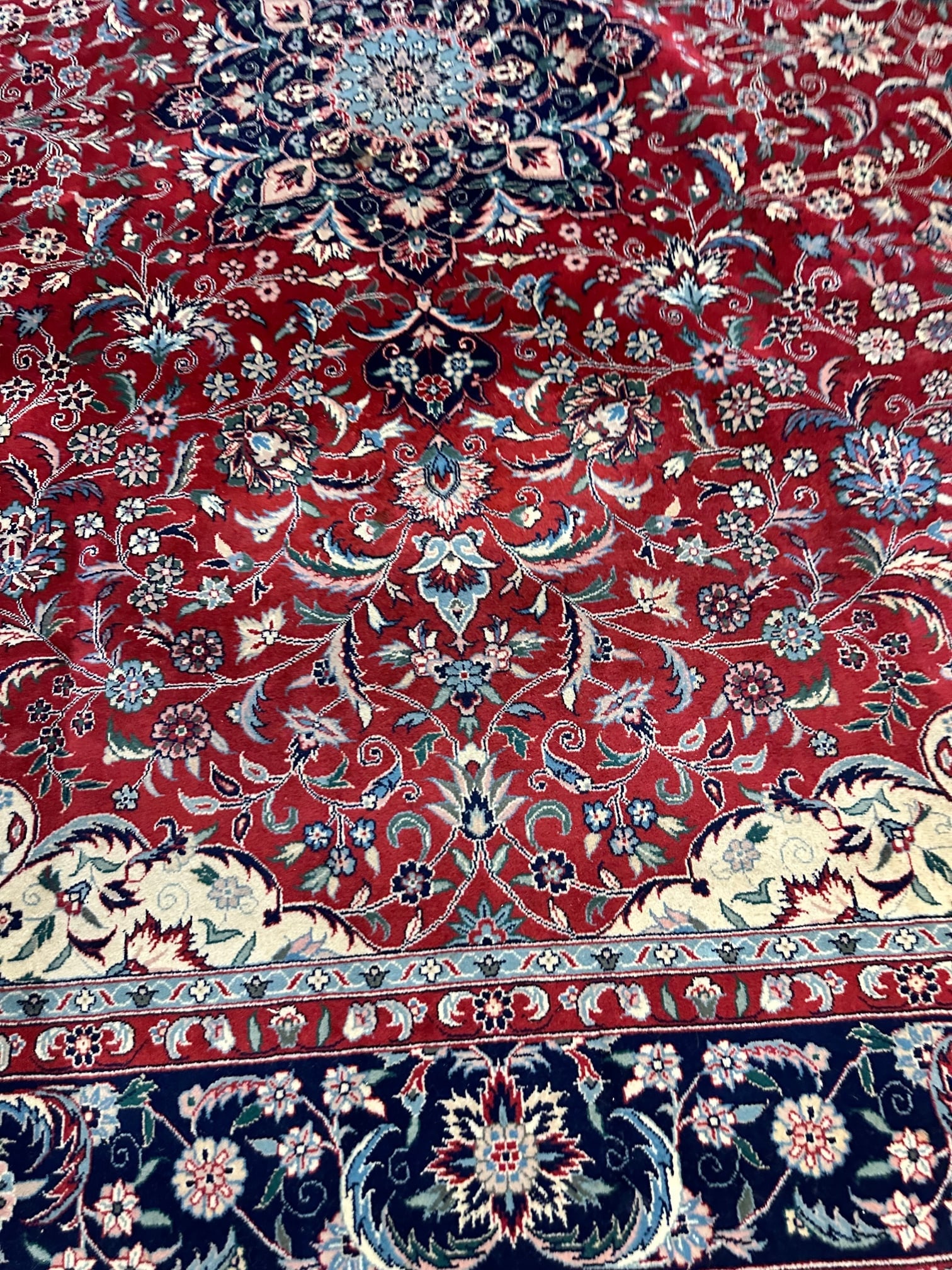 Hand Knotted Agra Tabriz Rug 7.6x10ft - 2