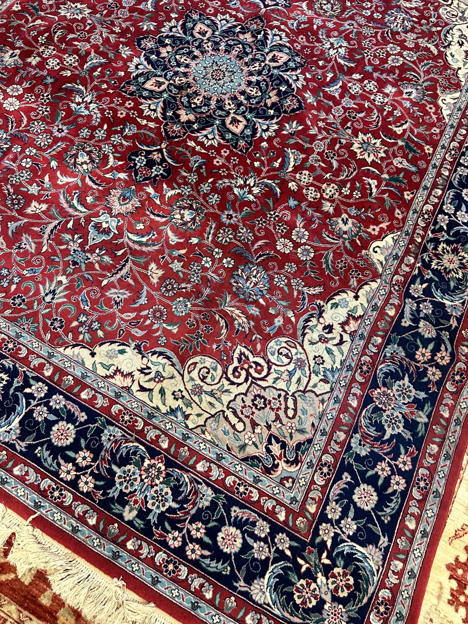 Hand Knotted Agra Tabriz Rug 7.6x10ft - 6