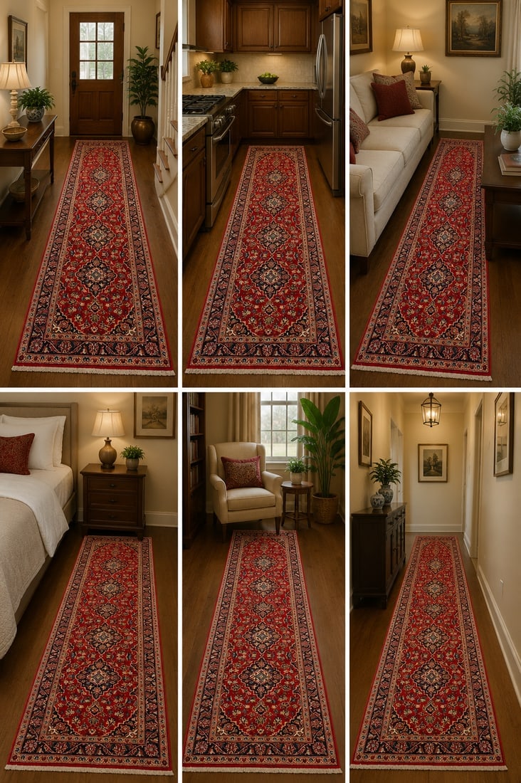 Persian KASHAN RUG 3'4"x 10': Title: Persian KASHAN RUG 3'4"x 10' Descritpion:OLD,ANTIQUE KORK WOOL Persian KASHAN ORIENTAL RUG .........with an exact size of 3'4"x 10' .........Gorgeous floral design over Red background