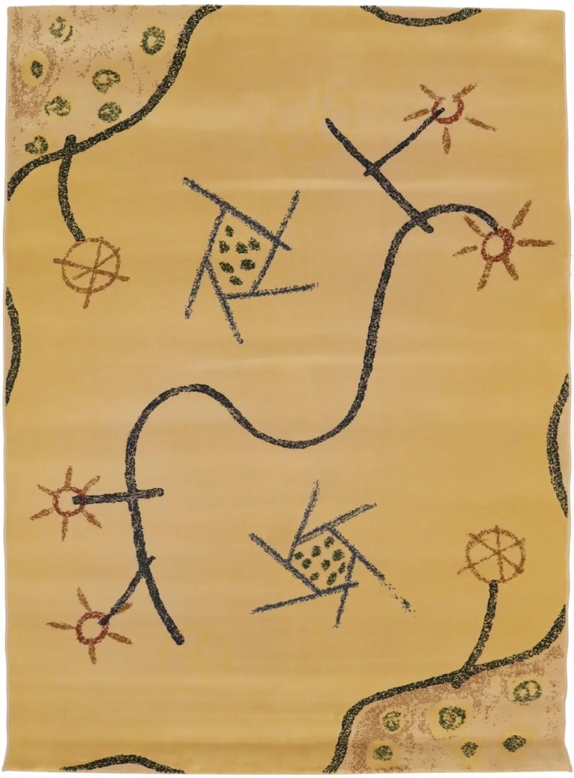 Golden Beige Abstract 5'3X7'4 Machine-Made Modern Rug (1 of 9)