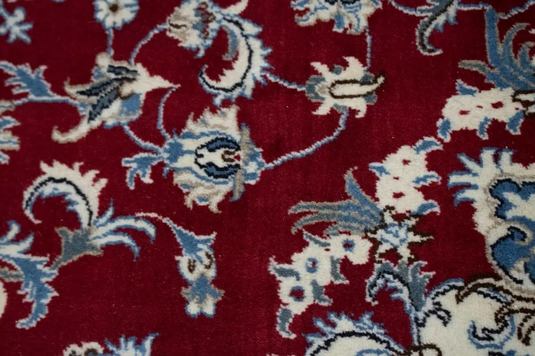 Red Floral Traditional 5'3X7'9 Nain Tabas Persian Rug - 12