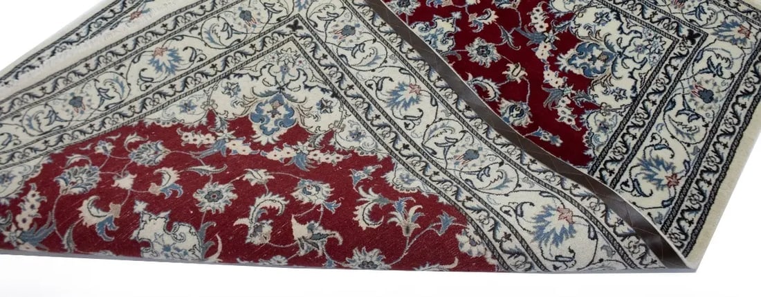 Red Floral Traditional 5'3X7'9 Nain Tabas Persian Rug - 16