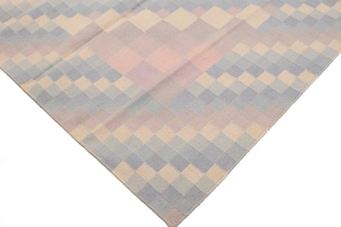 Multicolored Geometric Dhurrie 5'6X8'6 Indian Oriental Rug - 10