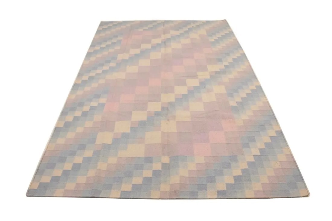 Multicolored Geometric Dhurrie 5'6X8'6 Indian Oriental Rug - 13