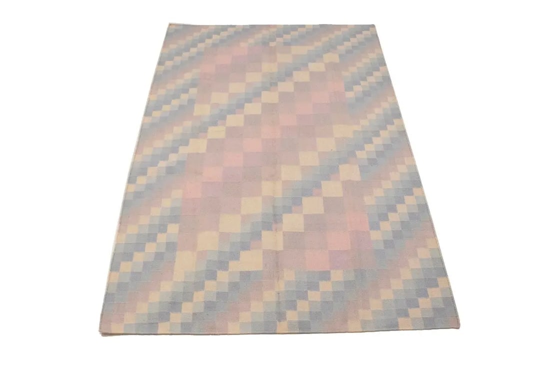 Multicolored Geometric Dhurrie 5'6X8'6 Indian Oriental Rug - 3