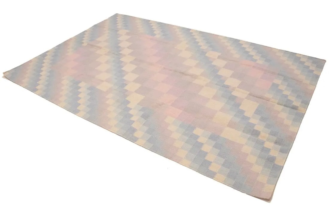 Multicolored Geometric Dhurrie 5'6X8'6 Indian Oriental Rug - 4