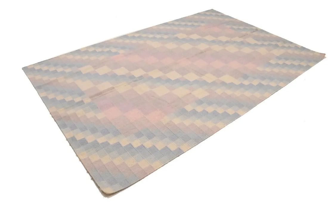 Multicolored Geometric Dhurrie 5'6X8'6 Indian Oriental Rug - 5