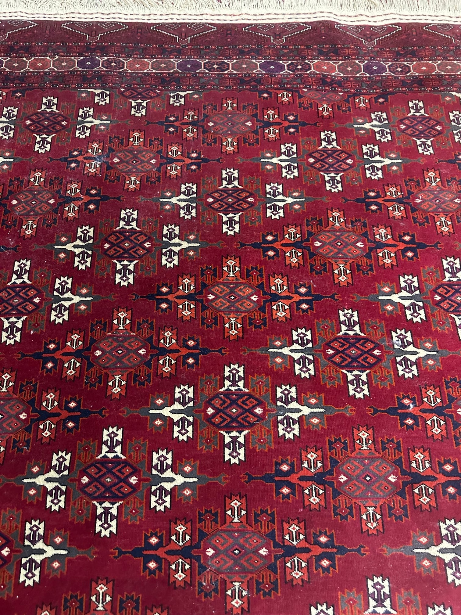 Hand Knotted Persian Turkman Rug 9.3x6 ft - 4