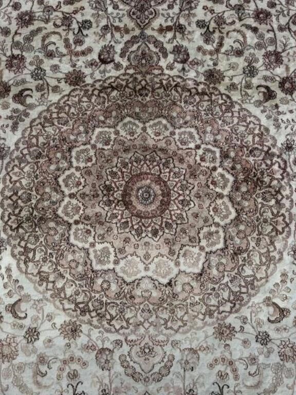 Fine Hand Knotted Hereke Silk Rug 13.4x9.9ft - 3