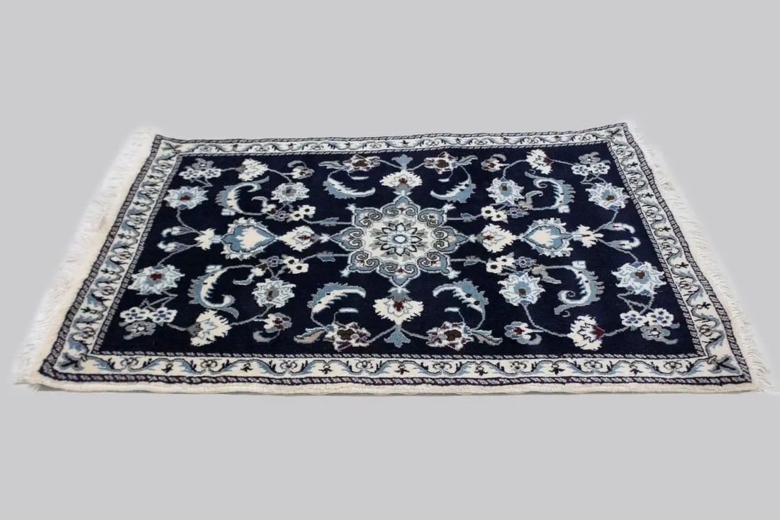 Navy Blue Classic 3X4'5 Nain Persian Rug - 7