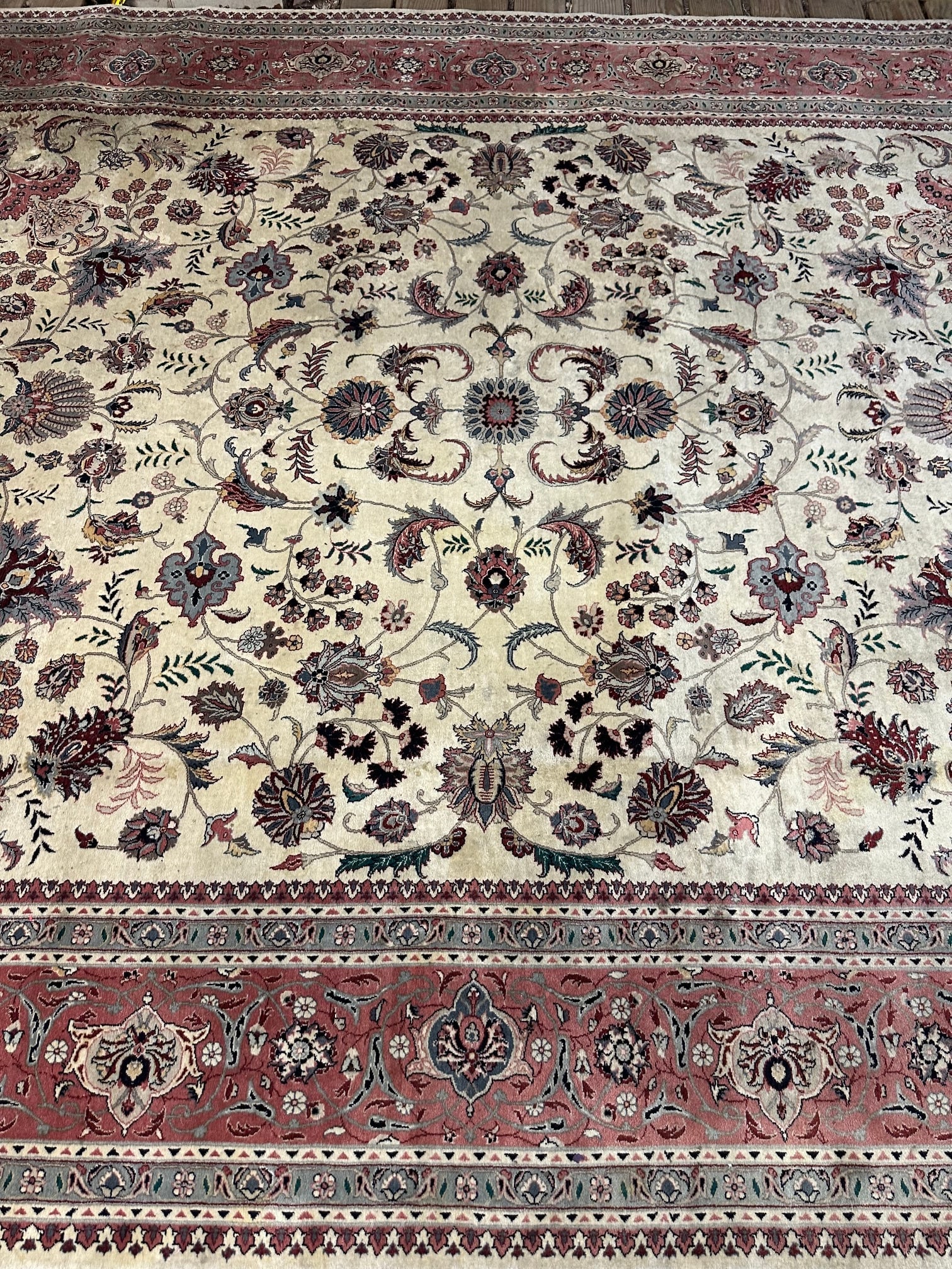 Hand Knotted Tabriz 12.2x9.1 ft - 4