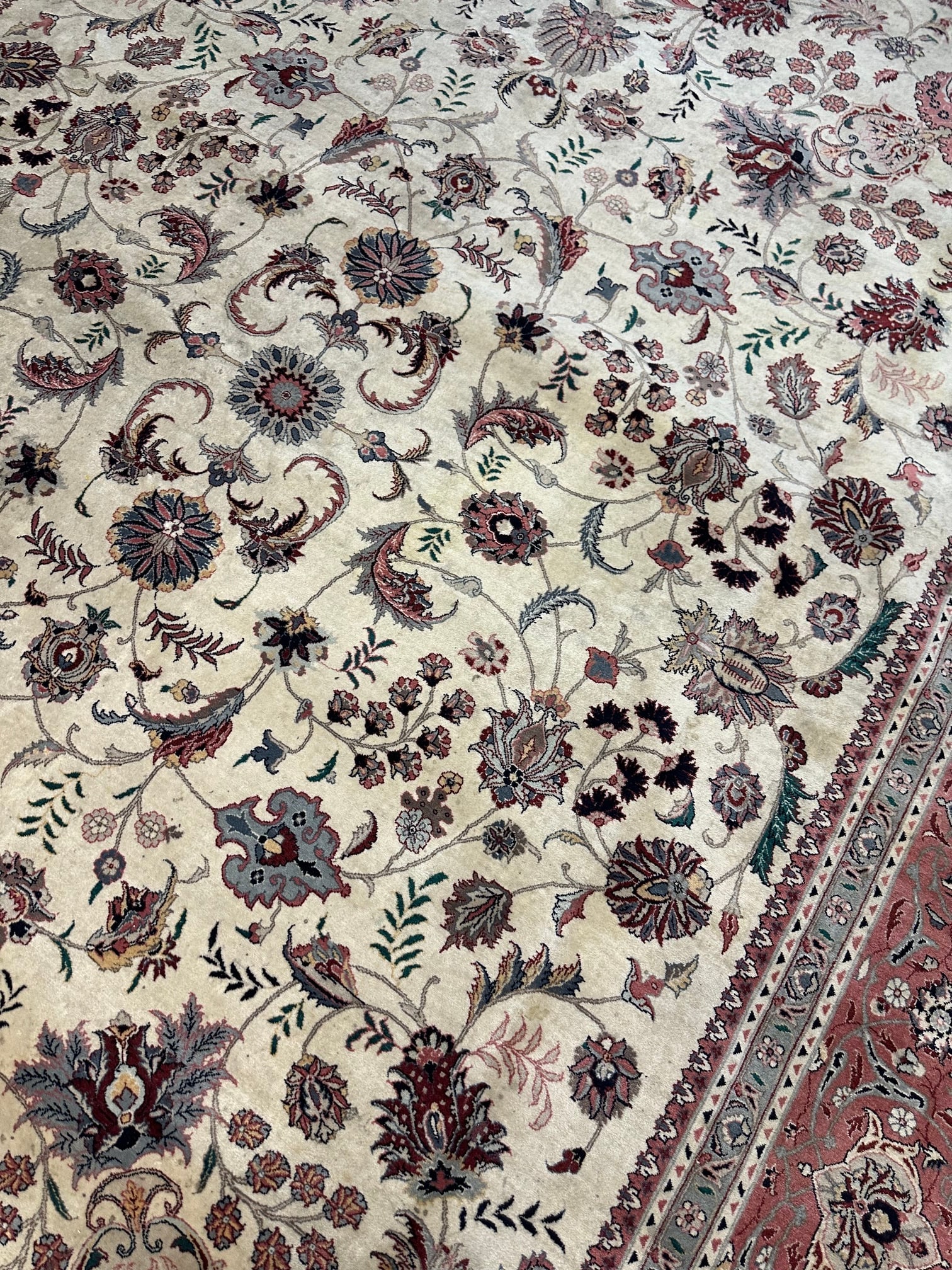 Hand Knotted Tabriz 12.2x9.1 ft - 7