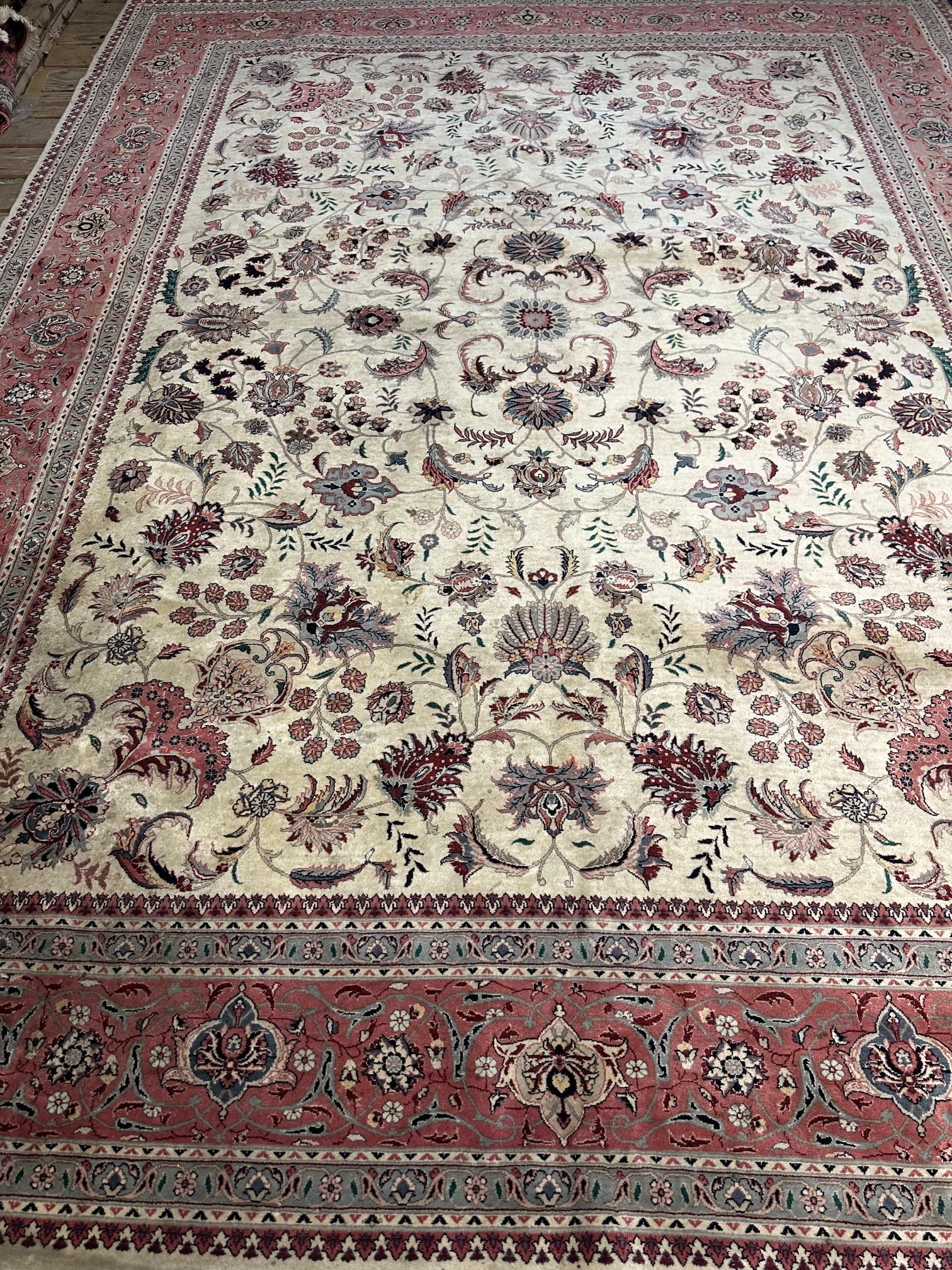 Hand Knotted Tabriz 12.2x9.1 ft - 8