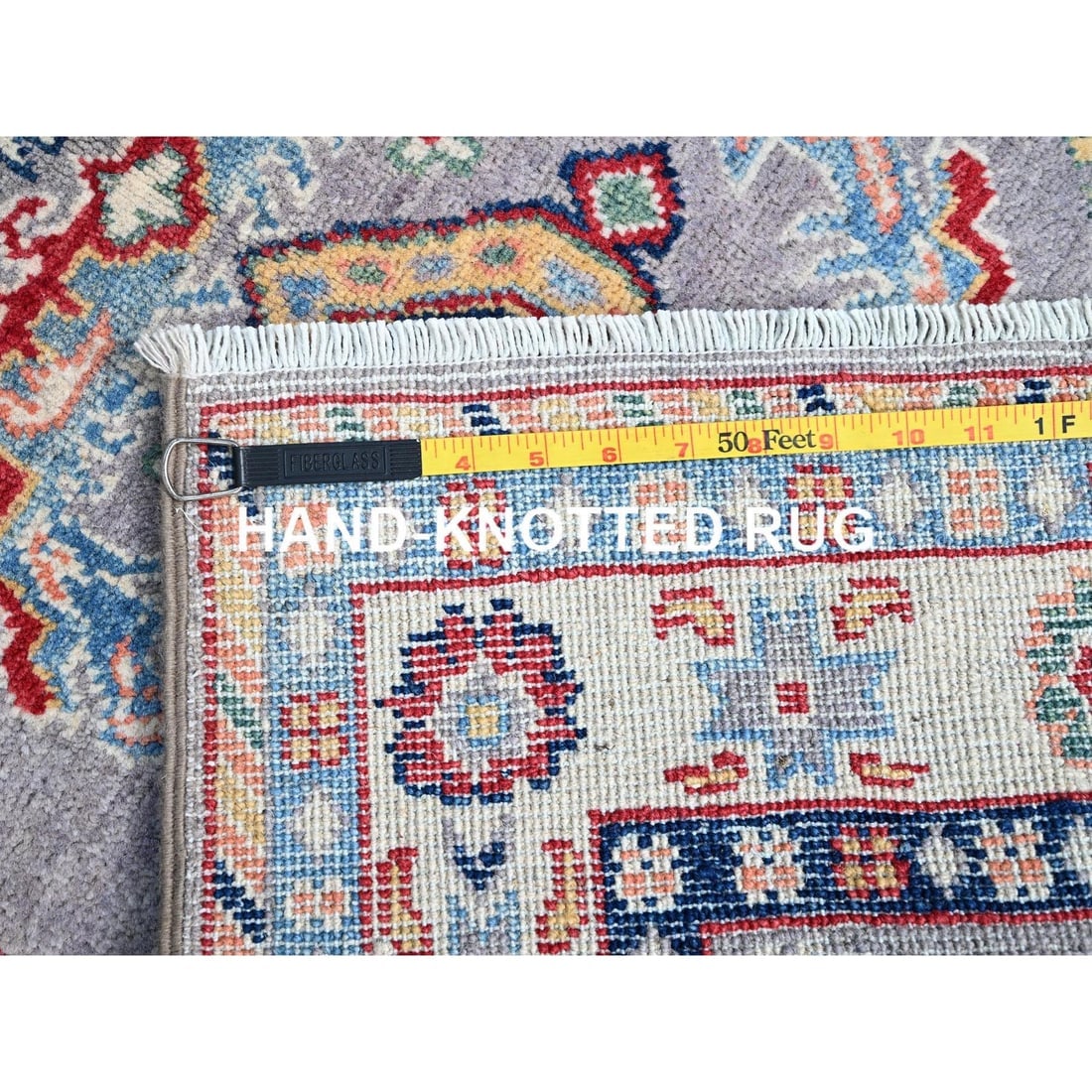 Gray Kazak Tribal Medallions Hand Knotted Oriental Runner Rug - 7