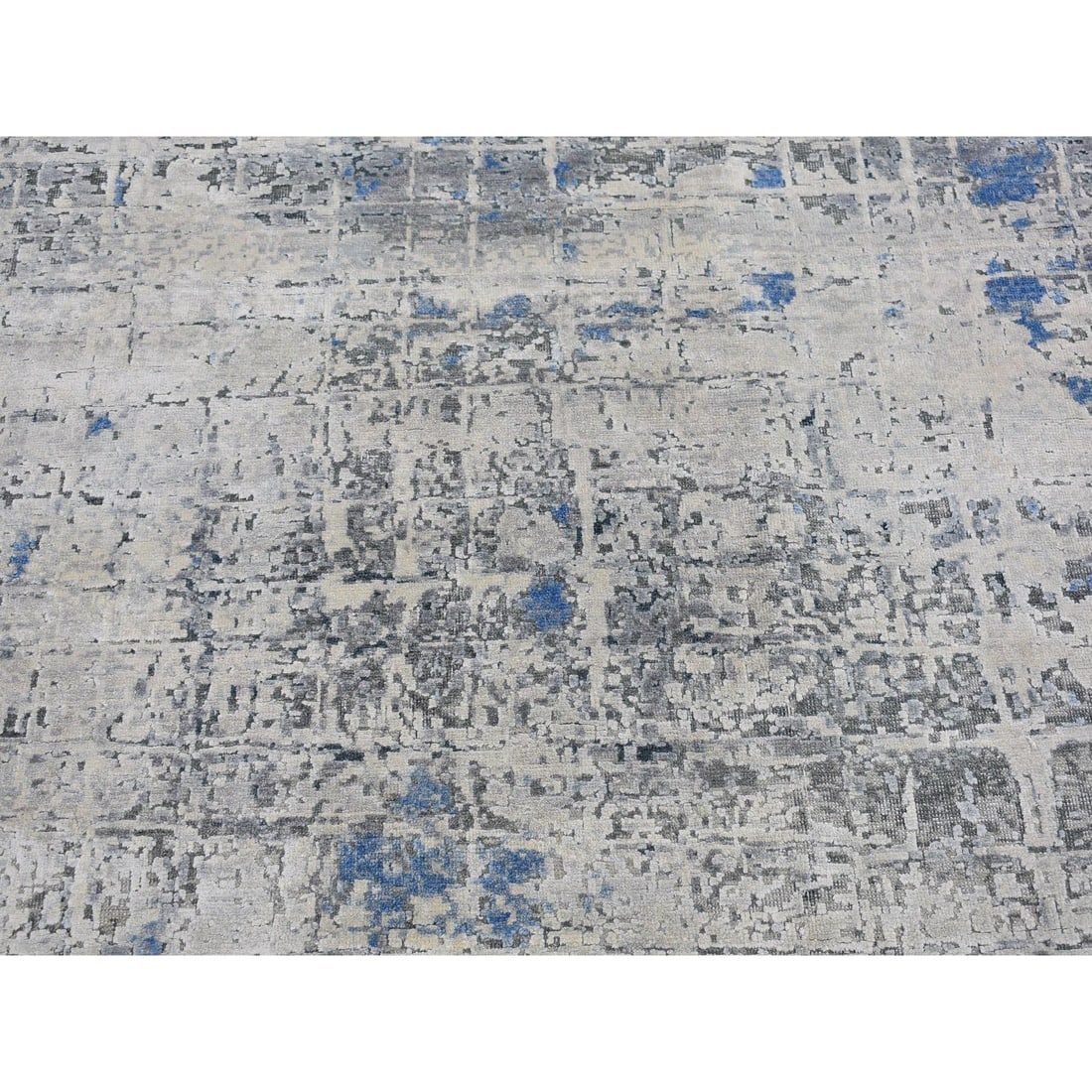 Pure Silk with Textured Wool Avant-Garde Design XL Hand Knotted Rug - 4