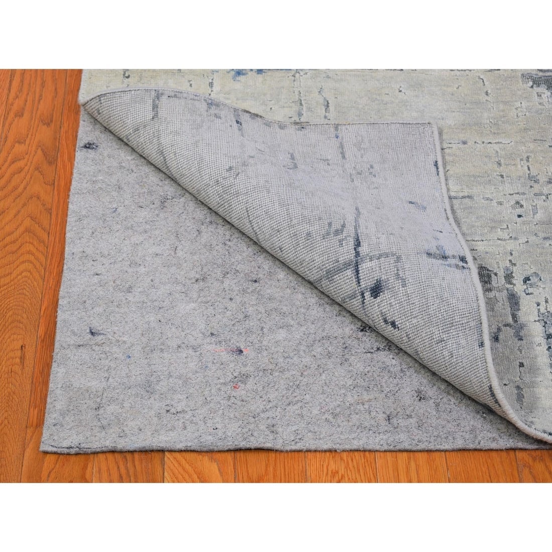 Pure Silk with Textured Wool Avant-Garde Design XL Hand Knotted Rug - 8