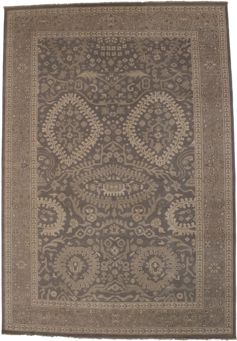 Warm Stone Floral 9X13 Transitional Oriental Rug: Title:Warm Stone Floral 9X13 Transitional Oriental Rug Description:Handmade 9X13 warm stone oriental rug made with natural dyes (fine wool pile and cotton foundation), superior knot count, and