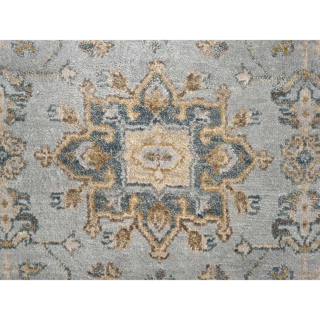 Medium Gray, Hand Knotted, Karajeh Design, Organic Wool, Rug - 5