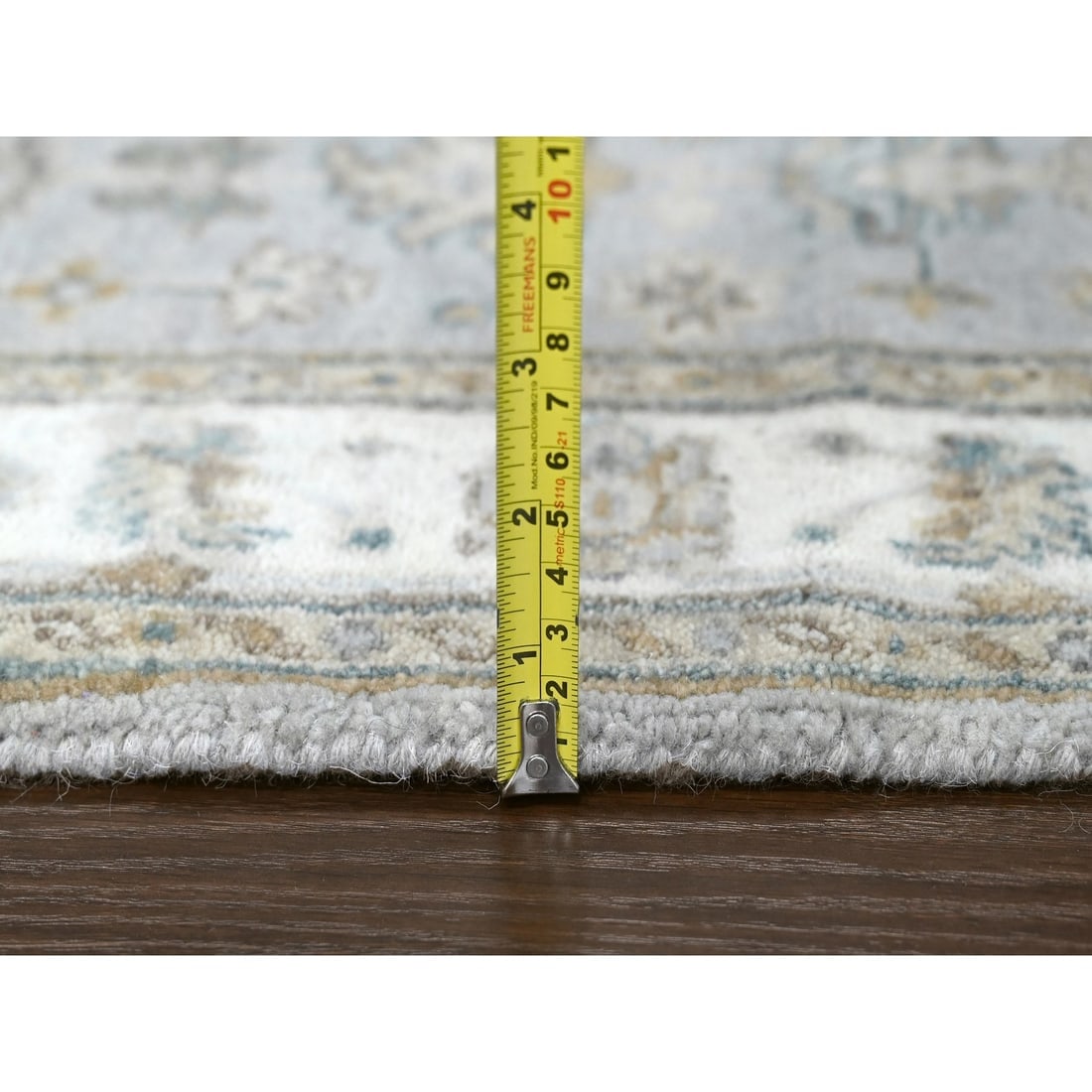 Medium Gray, Hand Knotted, Karajeh Design, Organic Wool, Rug - 7