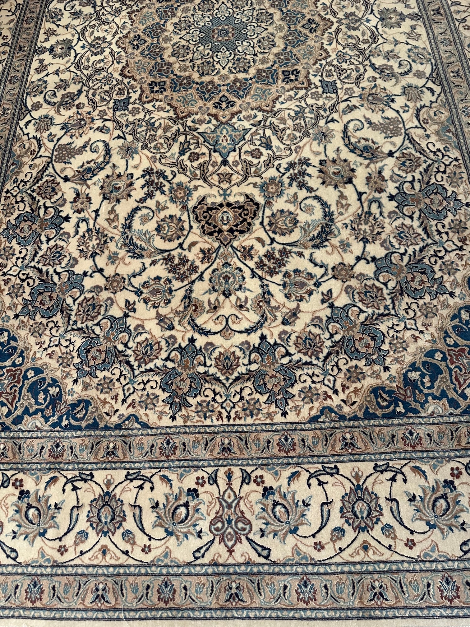 Very Fine Hand Knotted Persian Silk&Wool Nain Rug 6x8.1 ft - 2