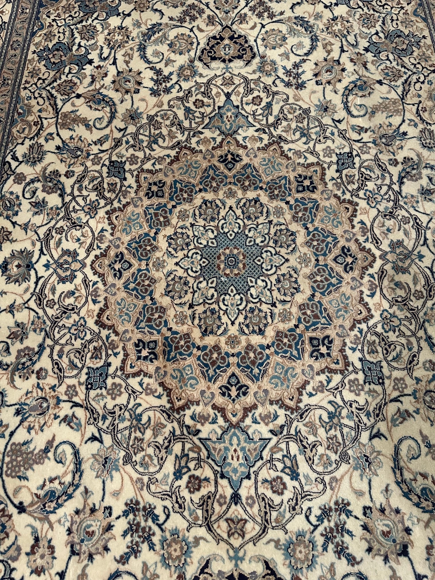 Very Fine Hand Knotted Persian Silk&Wool Nain Rug 6x8.1 ft - 3