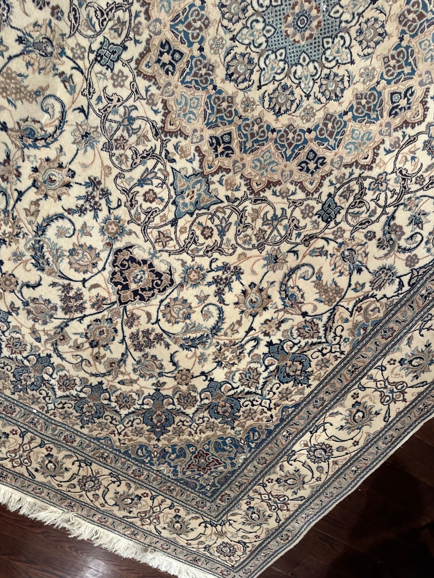 Very Fine Hand Knotted Persian Silk&Wool Nain Rug 6x8.1 ft - 6