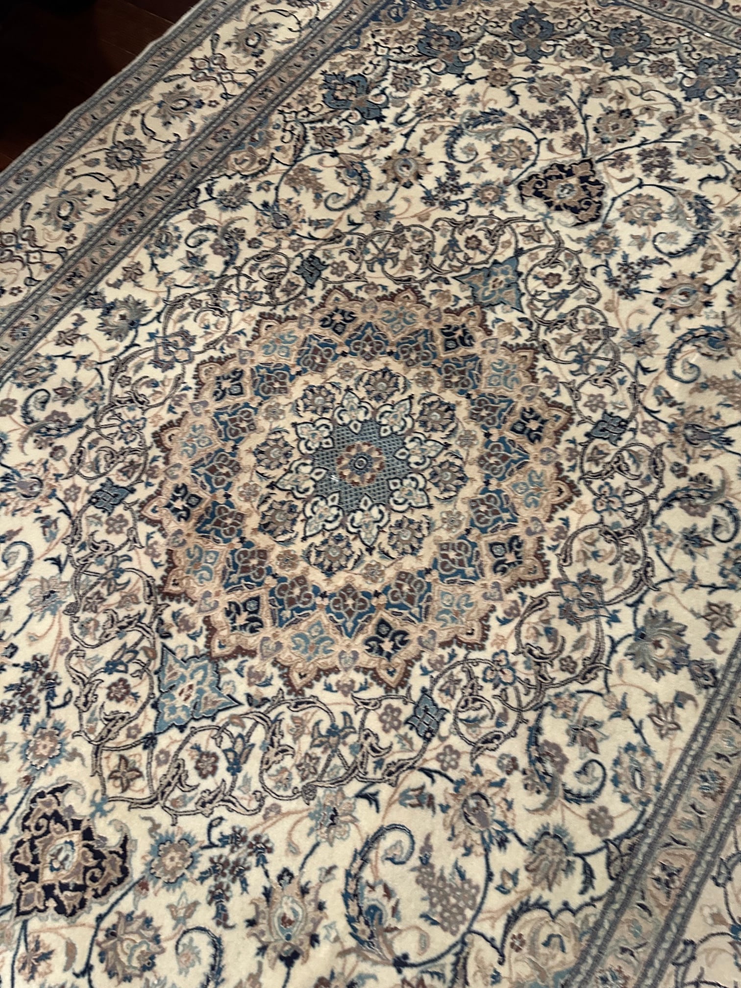 Very Fine Hand Knotted Persian Silk&Wool Nain Rug 6x8.1 ft - 7