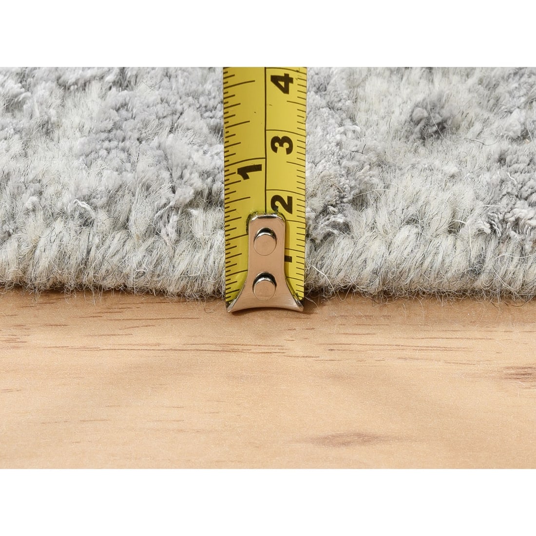 Fine Jacquard Gray Hand Loomed Modern Design Wool and Silk Round Rug - 7