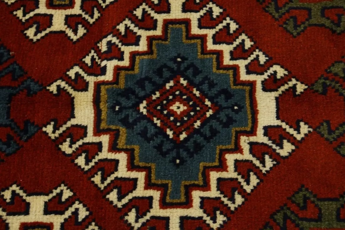 Dark Orange Tribal 3X6 Ghoochan Persian Wool Rug - 10