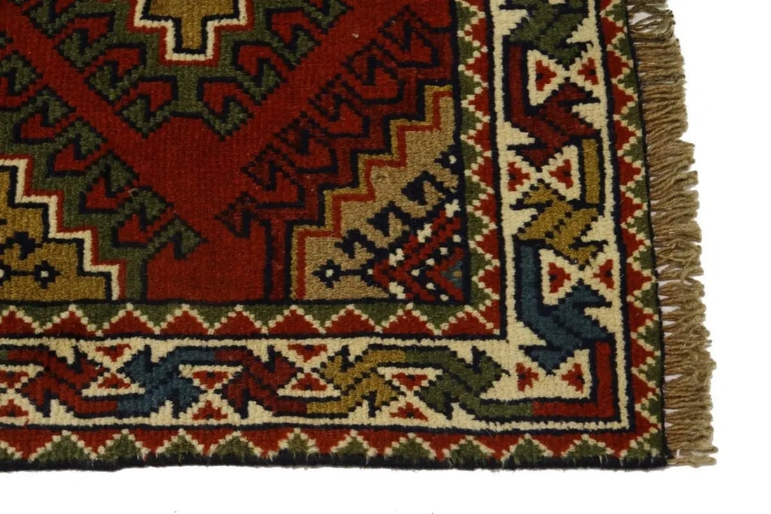 Dark Orange Tribal 3X6 Ghoochan Persian Wool Rug - 11