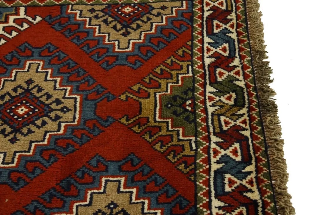 Dark Orange Tribal 3X6 Ghoochan Persian Wool Rug - 12