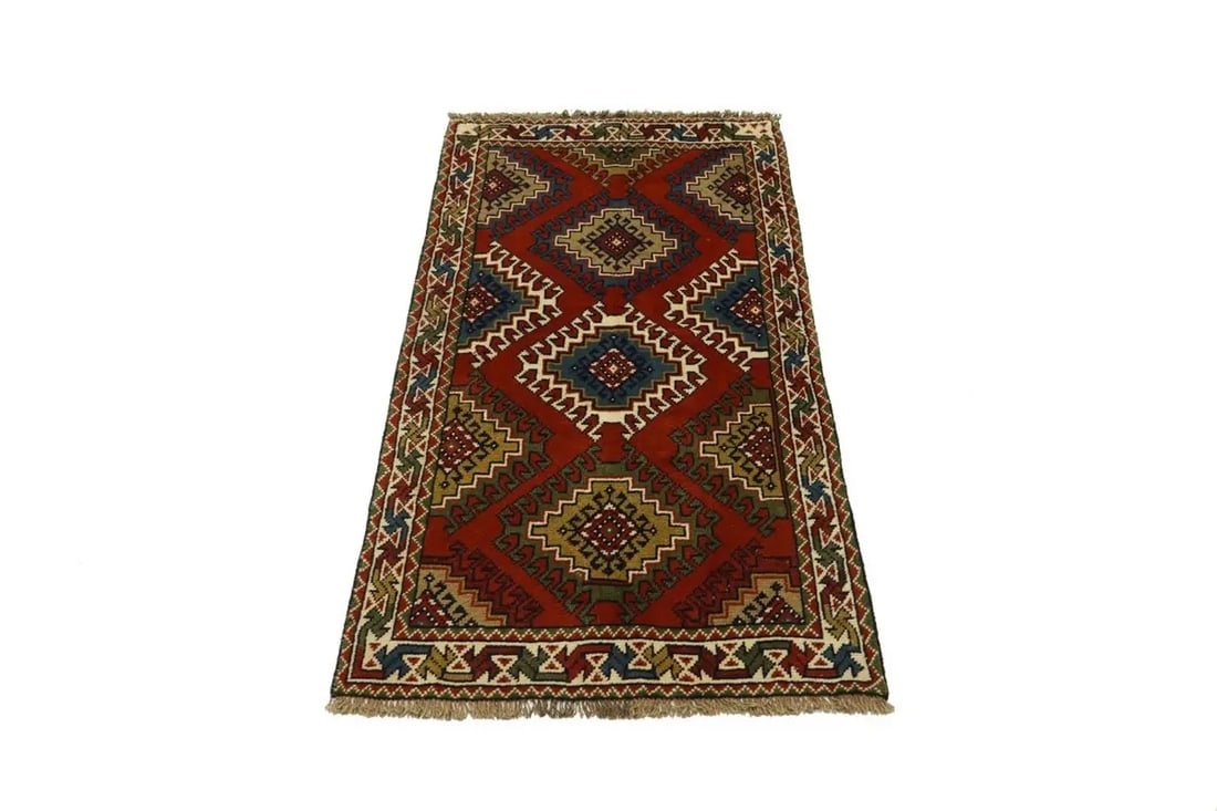 Dark Orange Tribal 3X6 Ghoochan Persian Wool Rug - 13