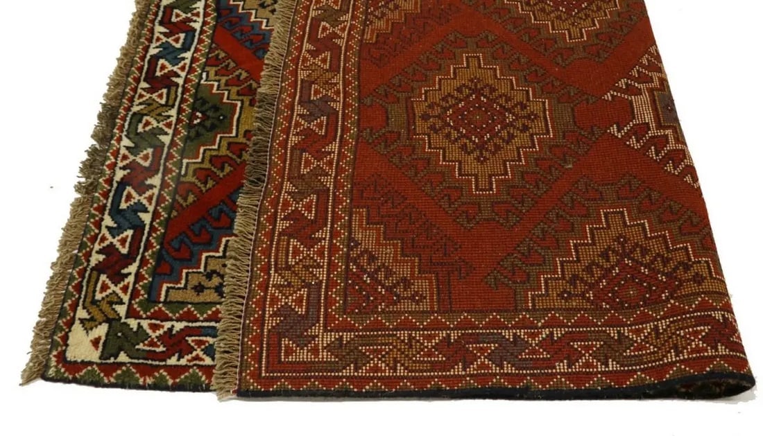 Dark Orange Tribal 3X6 Ghoochan Persian Wool Rug - 14