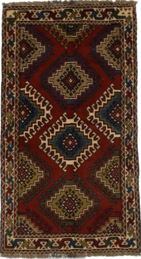 Dark Orange Tribal 3X6 Ghoochan Persian Wool Rug: Title:Dark Orange Tribal 3X6 Ghoochan Persian Wool Rug Description:Handmade Persian rug made with vegetable dyes (fine wool pile and cotton foundation), superior knot count, and alluring ancient