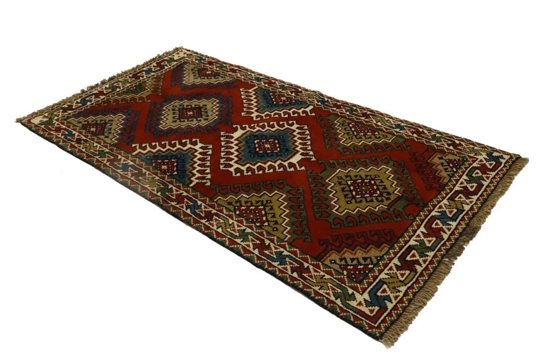 Dark Orange Tribal 3X6 Ghoochan Persian Wool Rug - 3