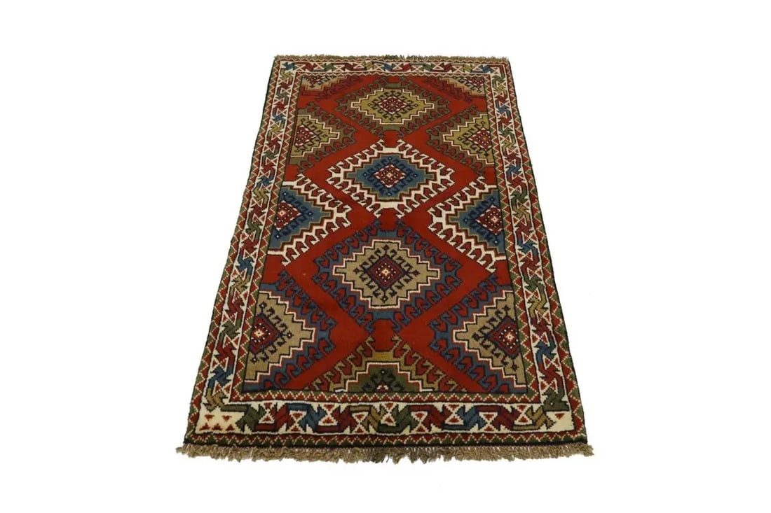 Dark Orange Tribal 3X6 Ghoochan Persian Wool Rug - 4