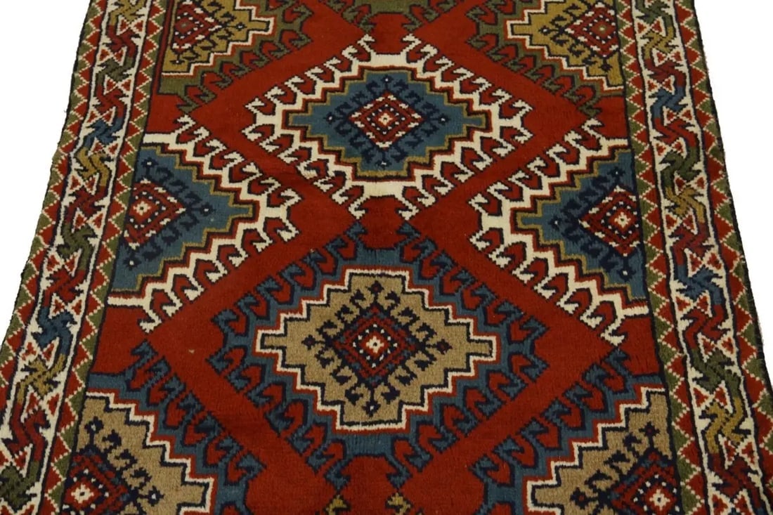 Dark Orange Tribal 3X6 Ghoochan Persian Wool Rug - 5