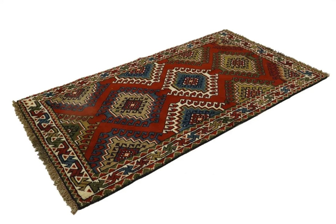 Dark Orange Tribal 3X6 Ghoochan Persian Wool Rug - 6