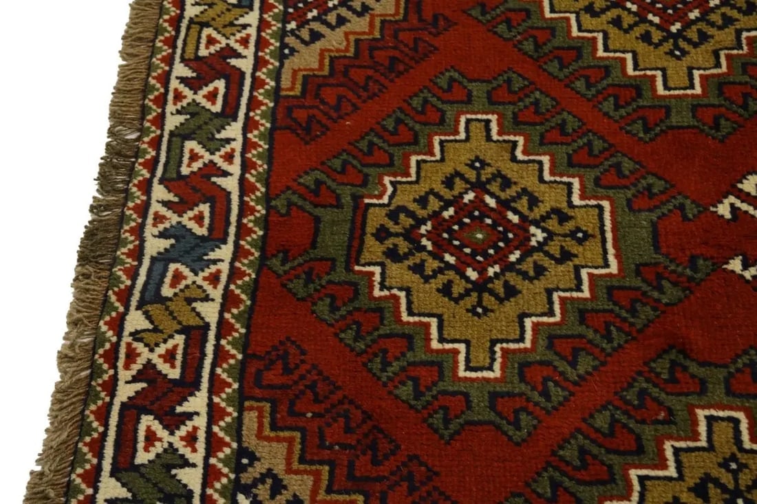 Dark Orange Tribal 3X6 Ghoochan Persian Wool Rug - 8