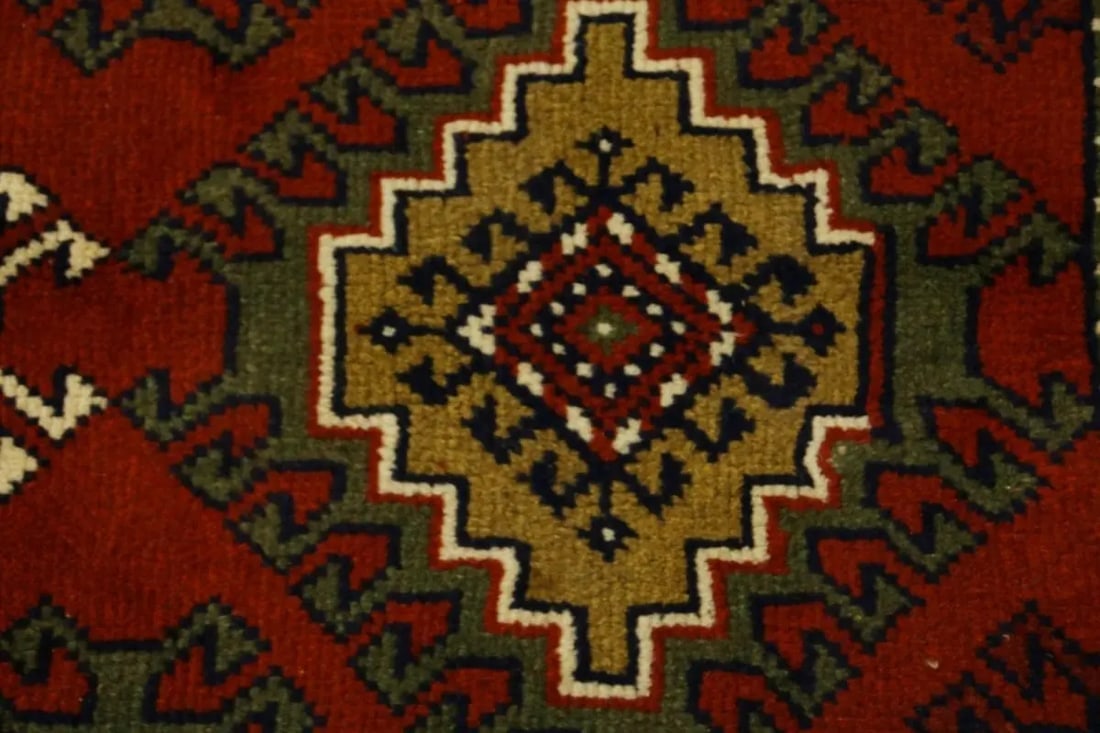 Dark Orange Tribal 3X6 Ghoochan Persian Wool Rug - 9
